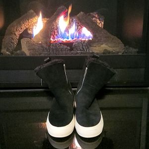 J/SLIDES NYC Tristan Faux Fur Platform Sneaker Bootie, Size 8.5